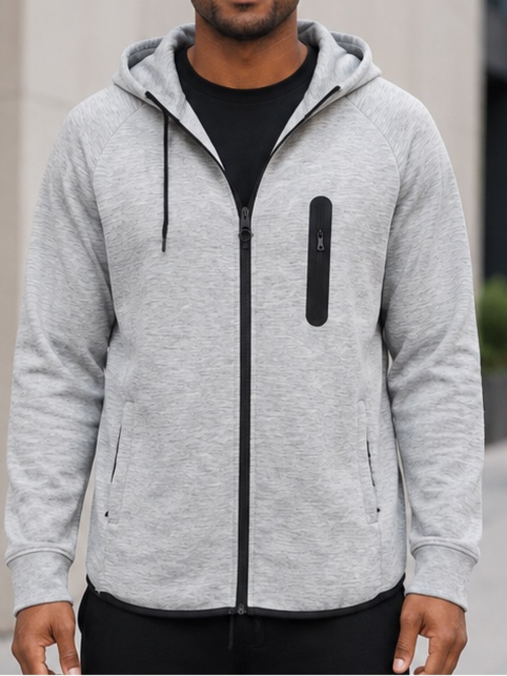 WEIV Men's Gray Full-Zip Hoodie Jacket -